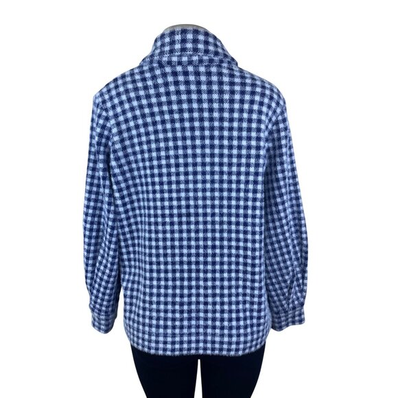 Max Studio Womens Blue/White Fuzzy Checker Jacket Snap Button Front Size M - Picture 3 of 8